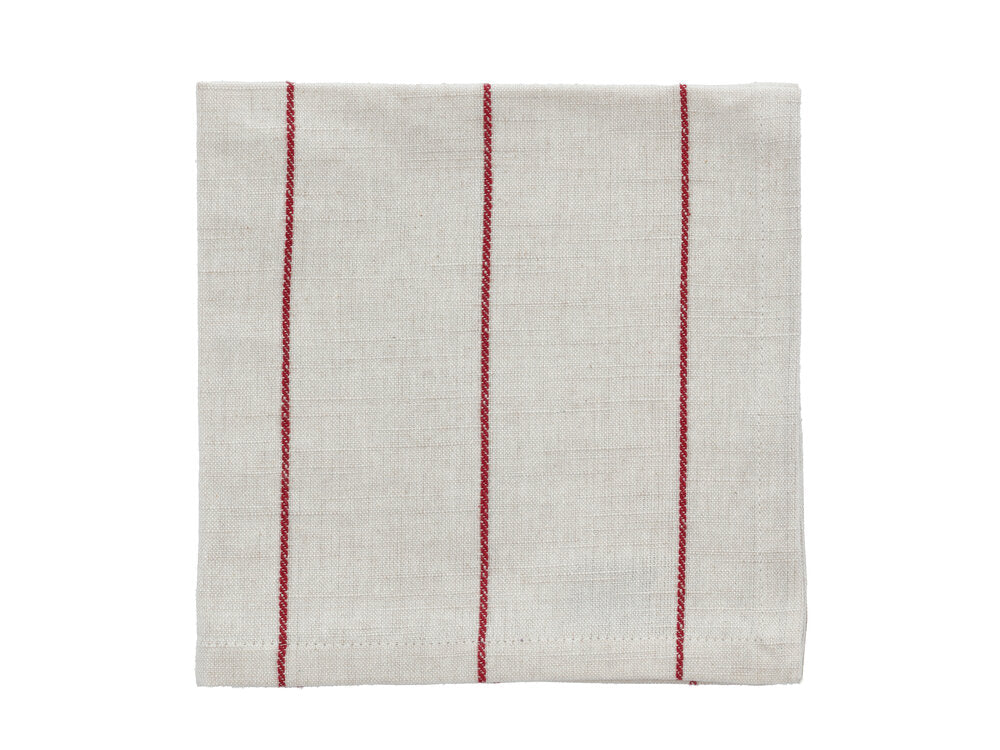 Line stofserviet, Offwhite/Red - 4 stk.